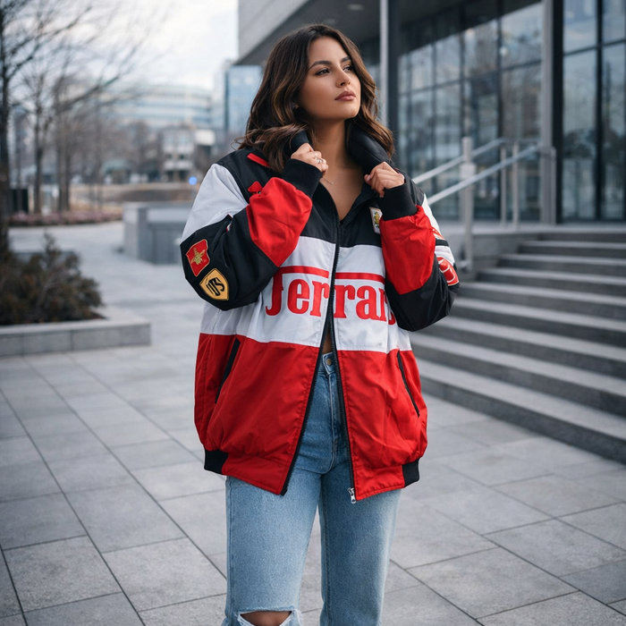 Women's jacket | Ferrari, oversized | Streetwear, zip-up