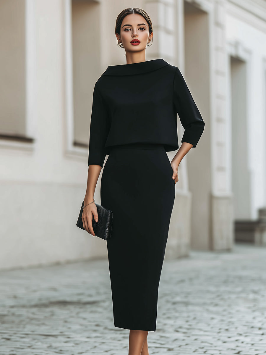 Women's Skirt Suit | 2-Piece, Midi Skirt | Elegant Office Outfit