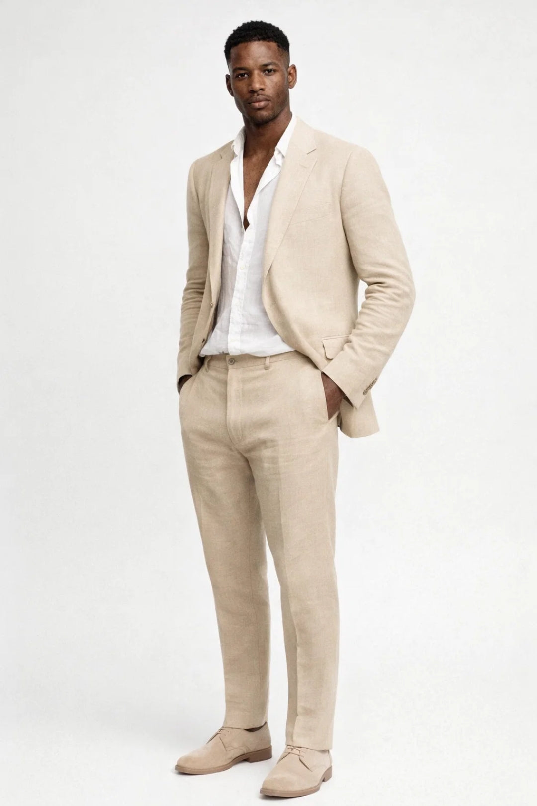 Men's two-piece suit | Regular fit, round collar | Business and formal wear