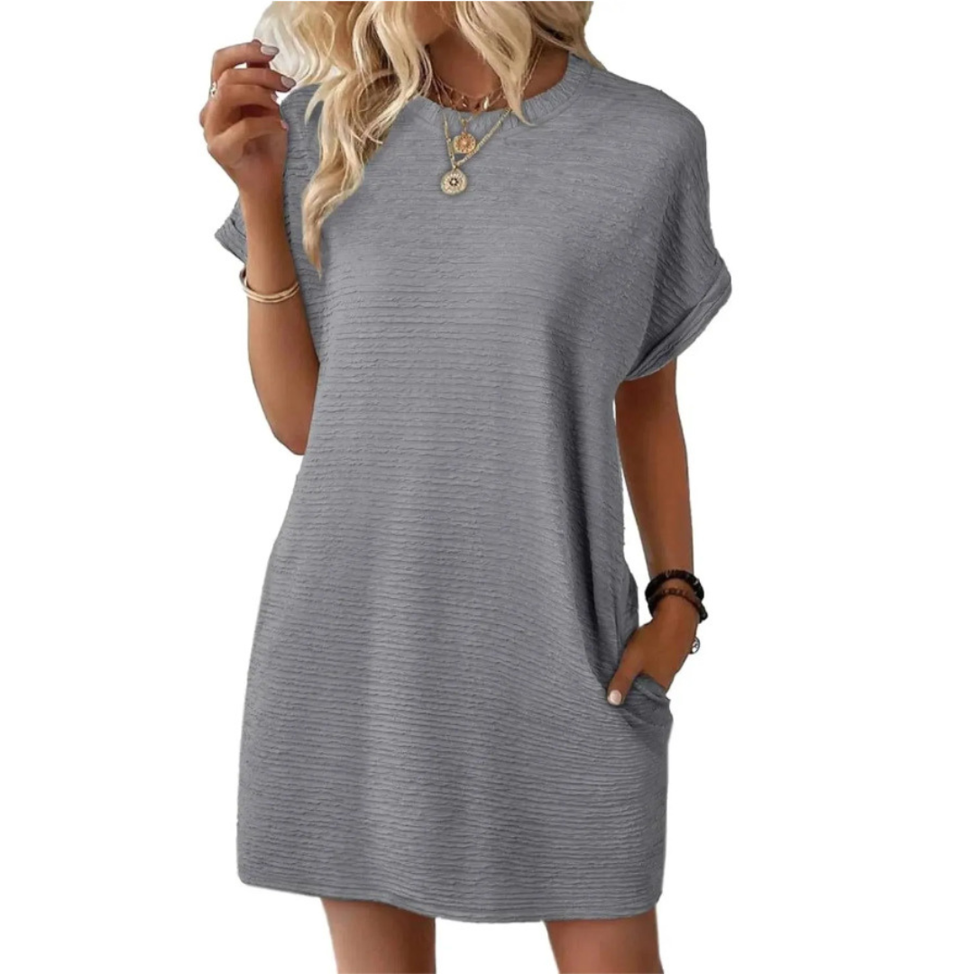 Women's Summer Dress A-line Round Neck with Pockets