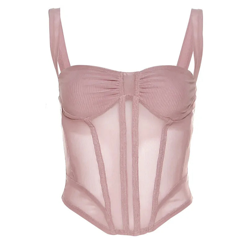 Women's Corset Top | Sheer Mesh, Strapless Look