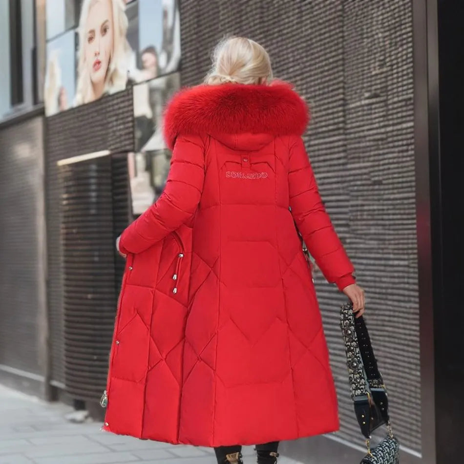 Women's Long Down Jacket | Stand Collar | Winter