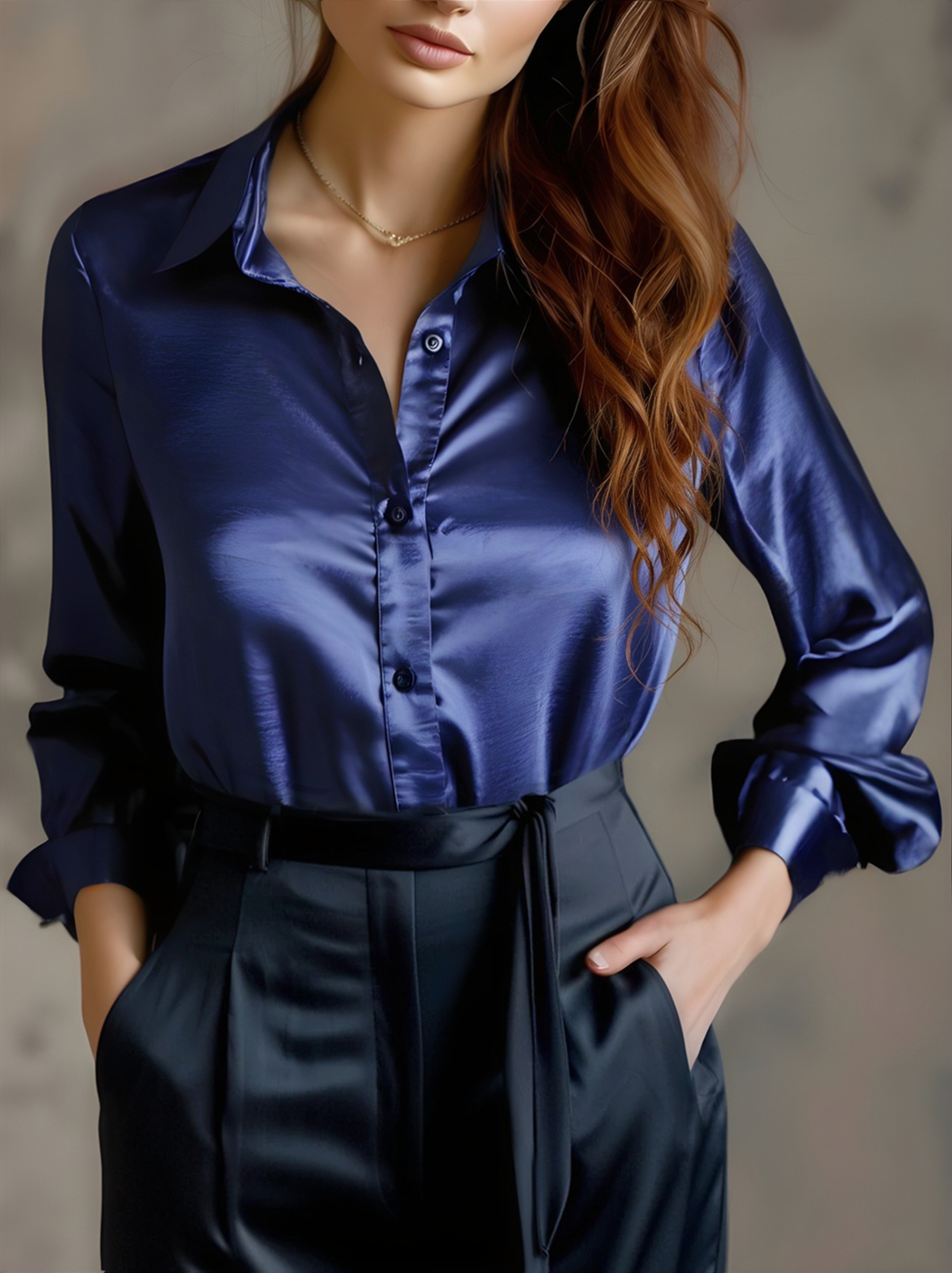 Women's Satin Blouse | Long Sleeve, Dress Shirt | Work and Party Use