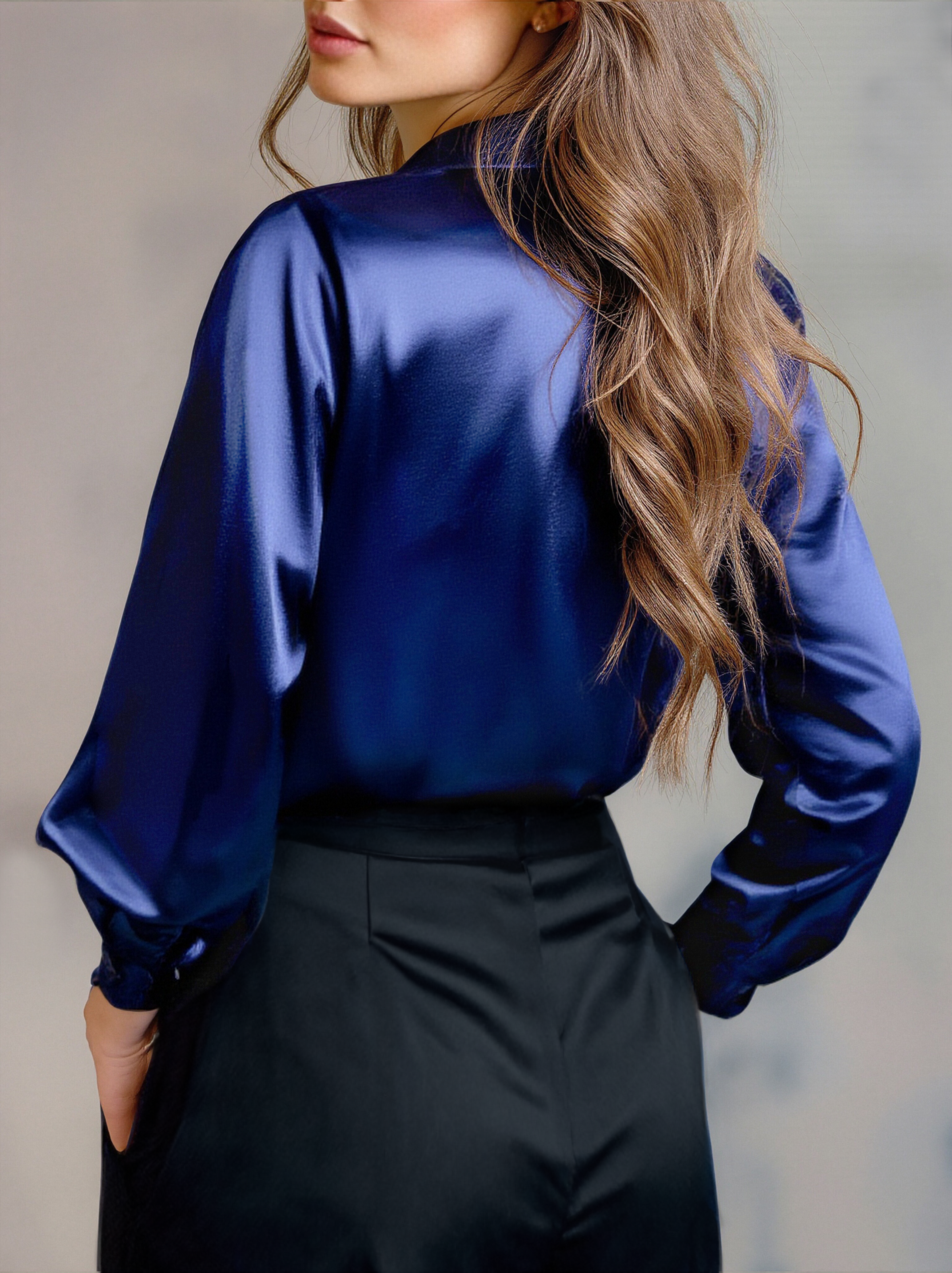 Women's Satin Blouse | Long Sleeve, Dress Shirt | Work and Party Use