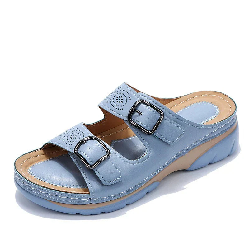 Women's Orthopedic Leather Sandals | Adjustable Buckles