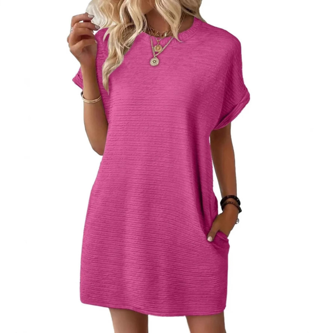 Women's Summer Dress A-line Round Neck with Pockets