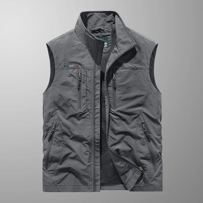 Men's Outdoor Vest | Zipper | Stand Collar | Zippered Pockets