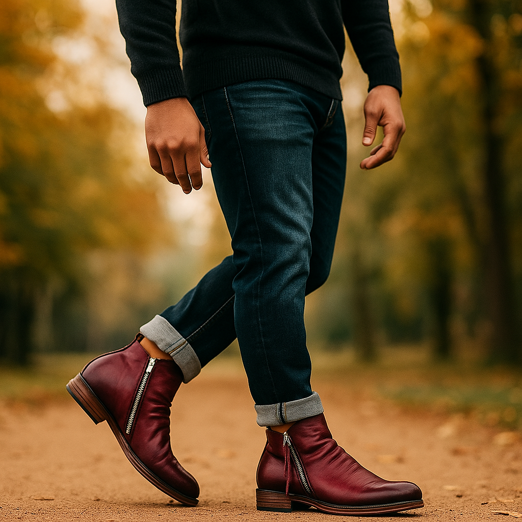 Men's leather boots for casual occasions
