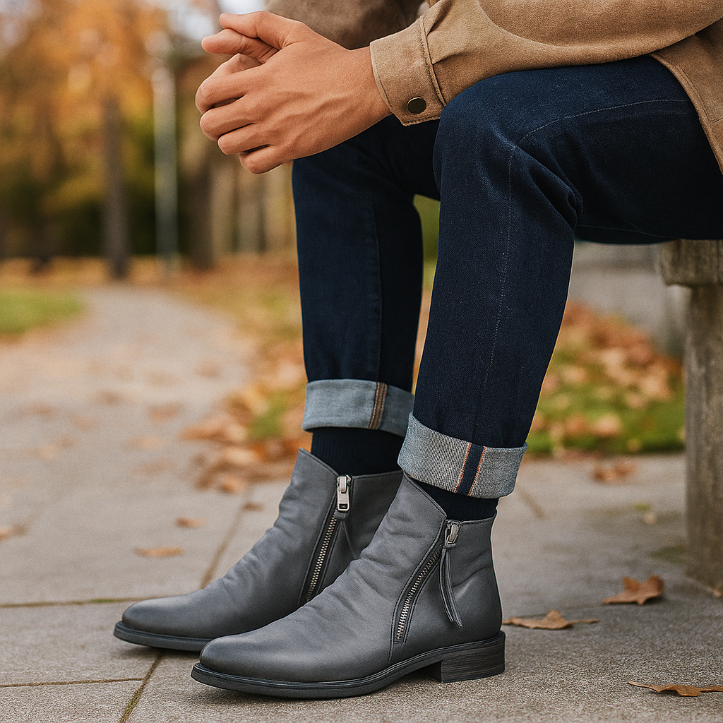 Men's leather boots for casual occasions