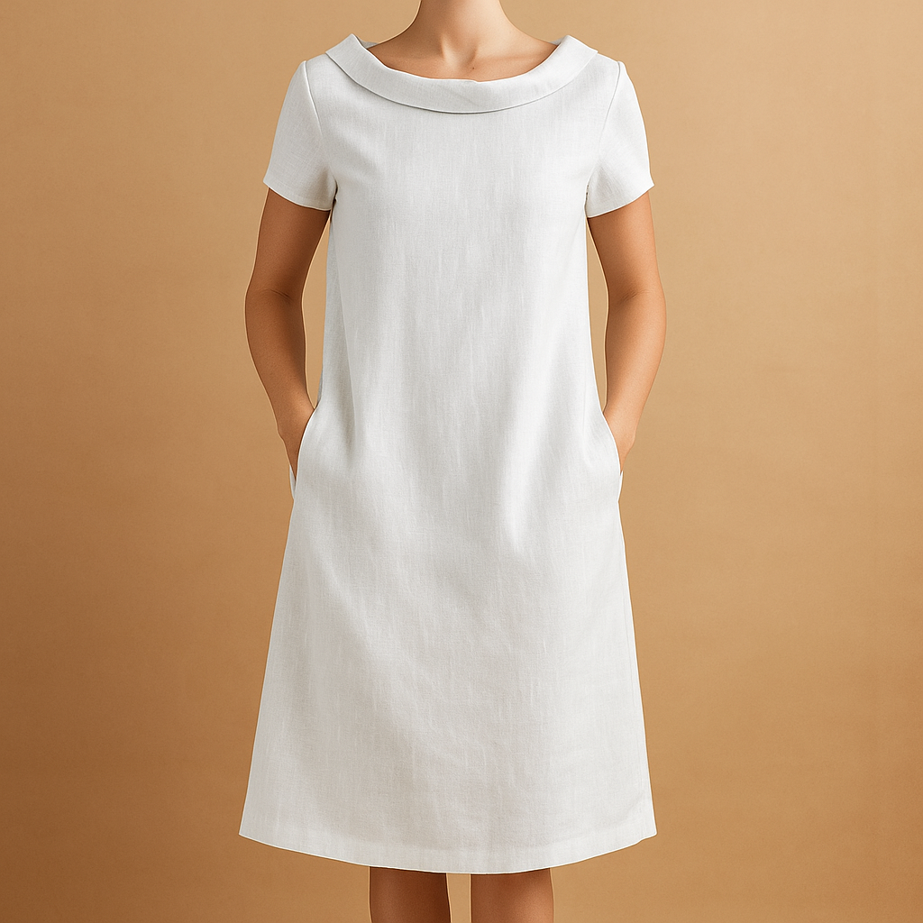 Linen Dress Women's Knee-Length with Pockets Casual