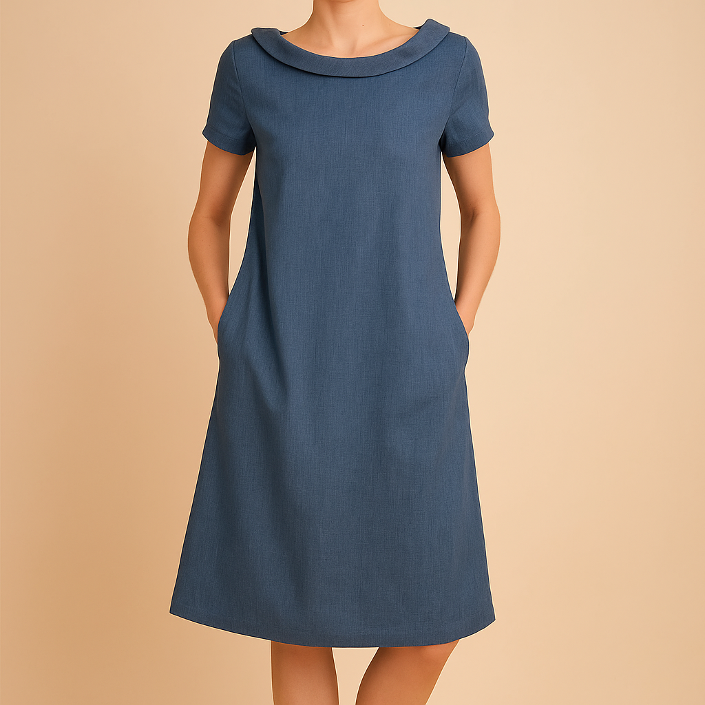 Linen Dress Women's Knee-Length with Pockets Casual