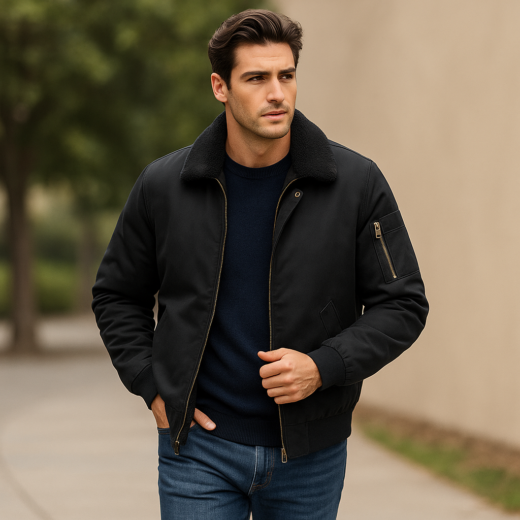Men's Bomber Jacket with Lining Pilot Style