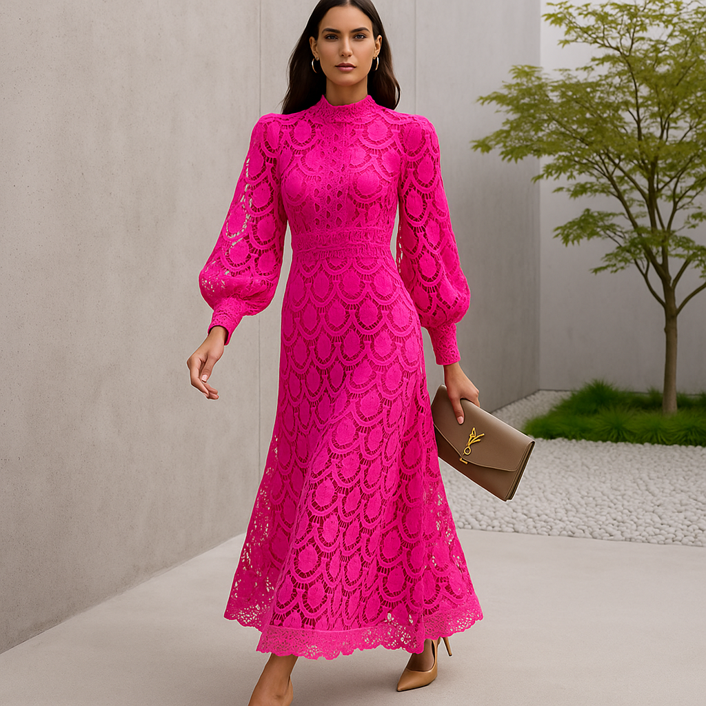 Evening gown women's long sleeves lace maxi