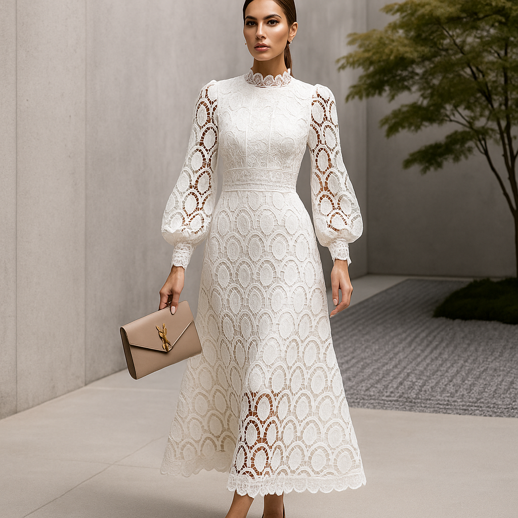 Evening gown women's long sleeves lace maxi
