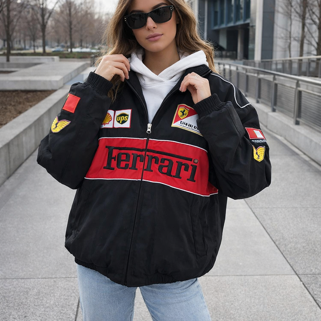 Women's jacket | Ferrari, oversized | Streetwear, zip-up