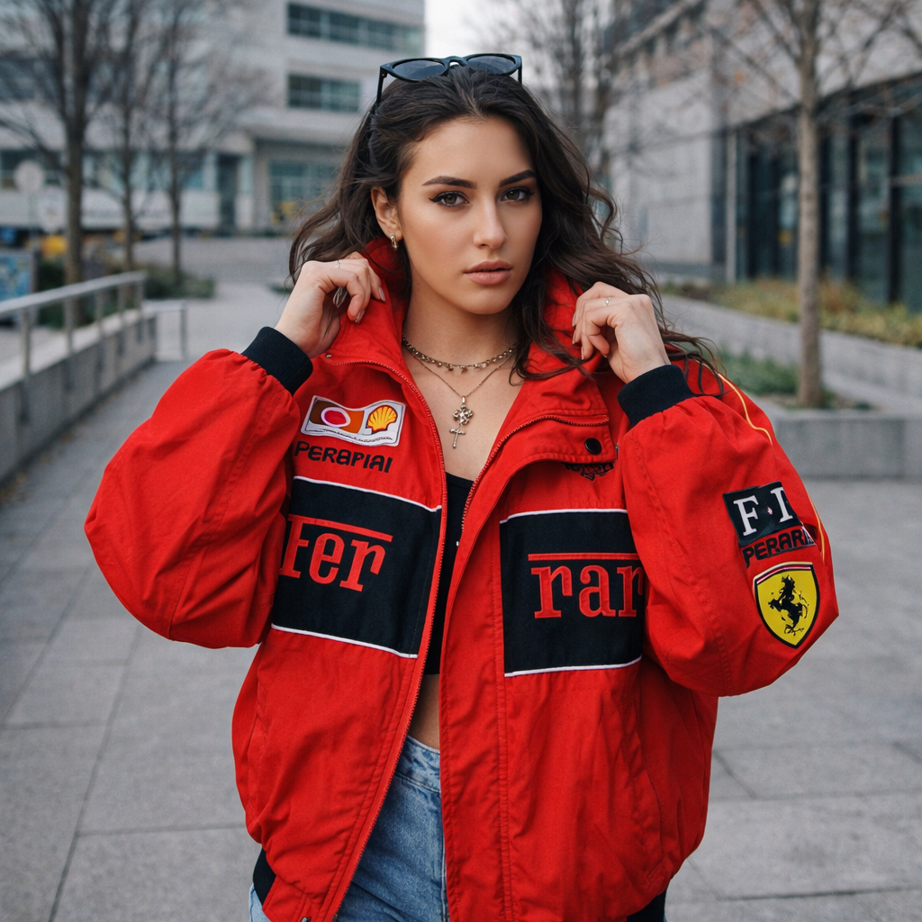 Women's jacket | Ferrari, oversized | Streetwear, zip-up