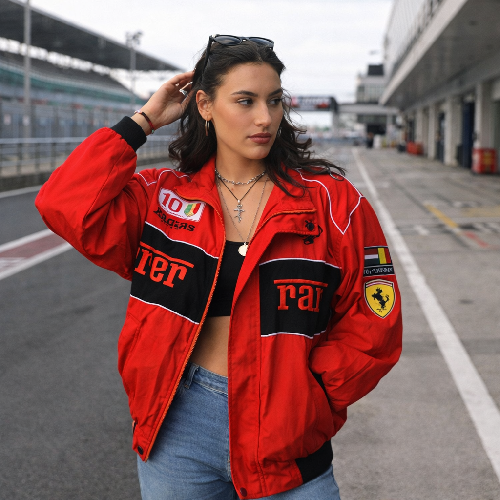 Women's jacket | Ferrari, oversized | Streetwear, zip-up