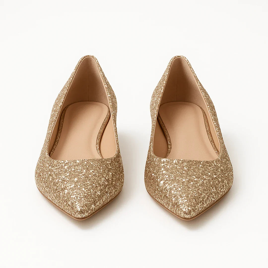Party shoes | Women, sequins | Low heel, elegant style