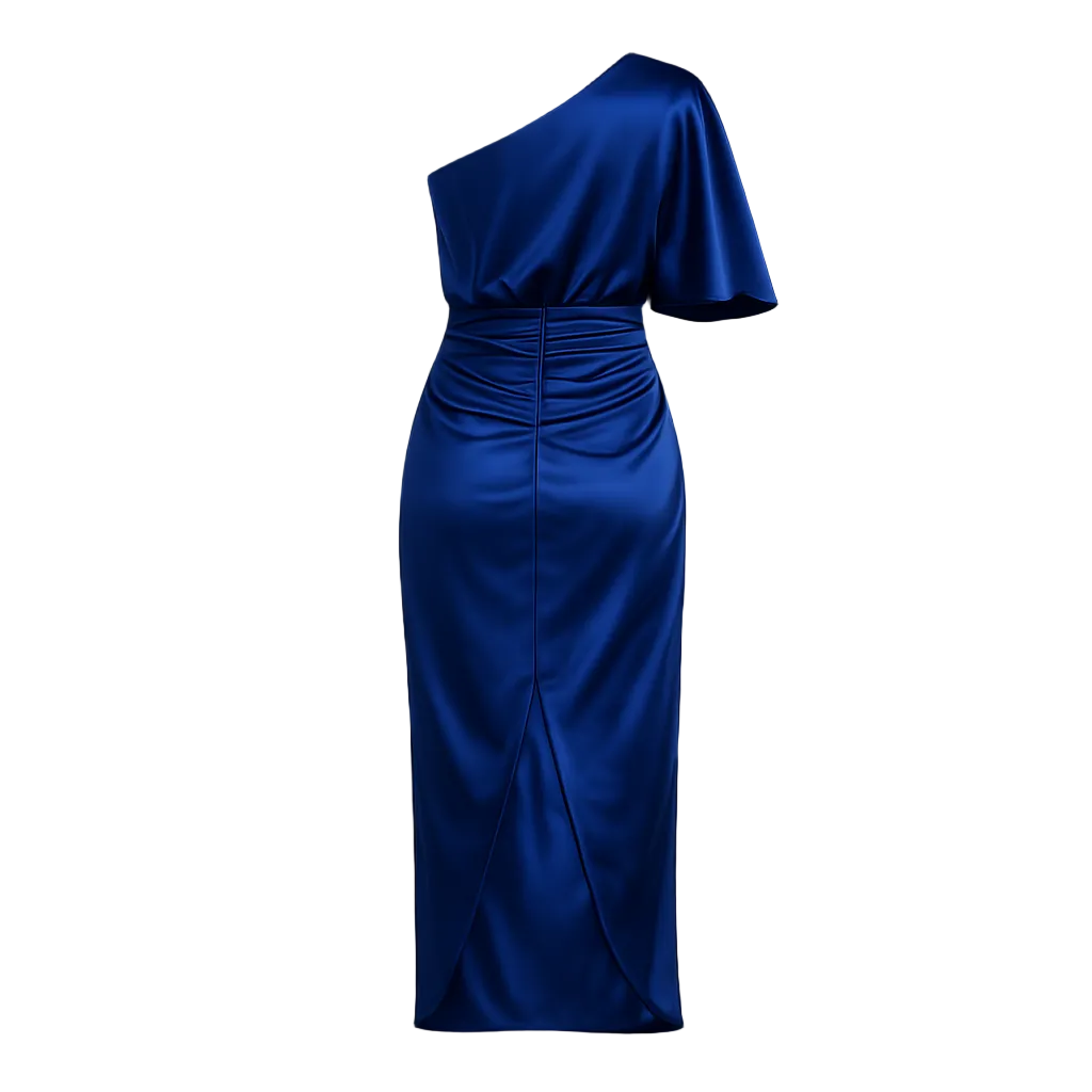 Silk dress | Stylish evening coat and formal wear | Asymmetric design