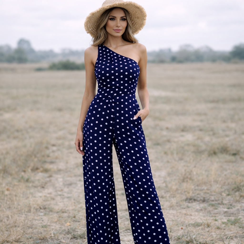 Polka Dot Dress | Asymmetric Design | Lightweight Fabric