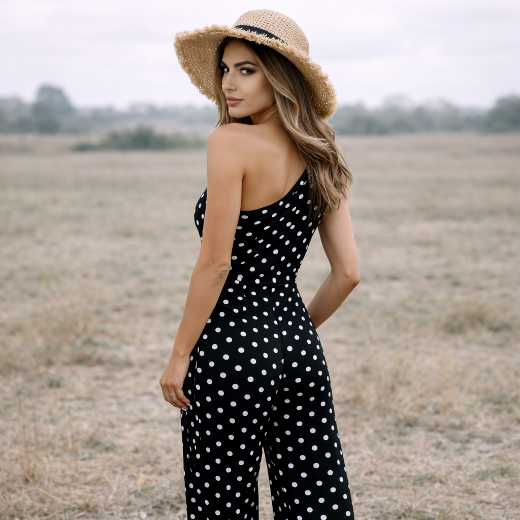 Polka Dot Dress | Asymmetric Design | Lightweight Fabric