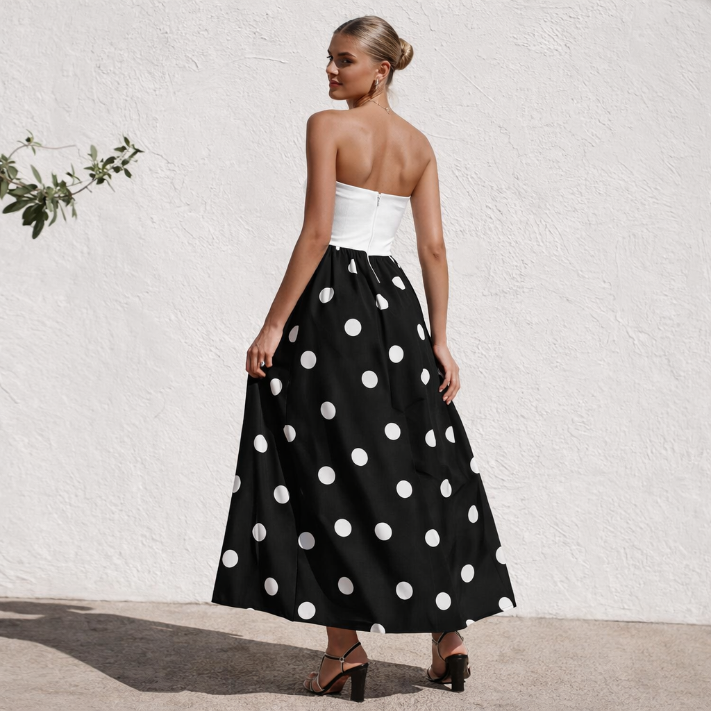 Strapless Dress | Women's A-line, Polka Dot | Elegant Summer Style
