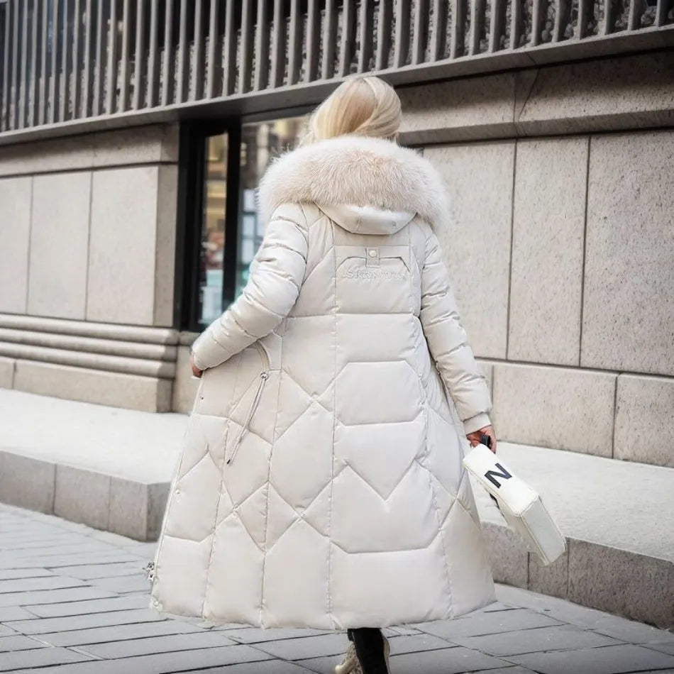 Women's Long Down Jacket | Stand Collar | Winter