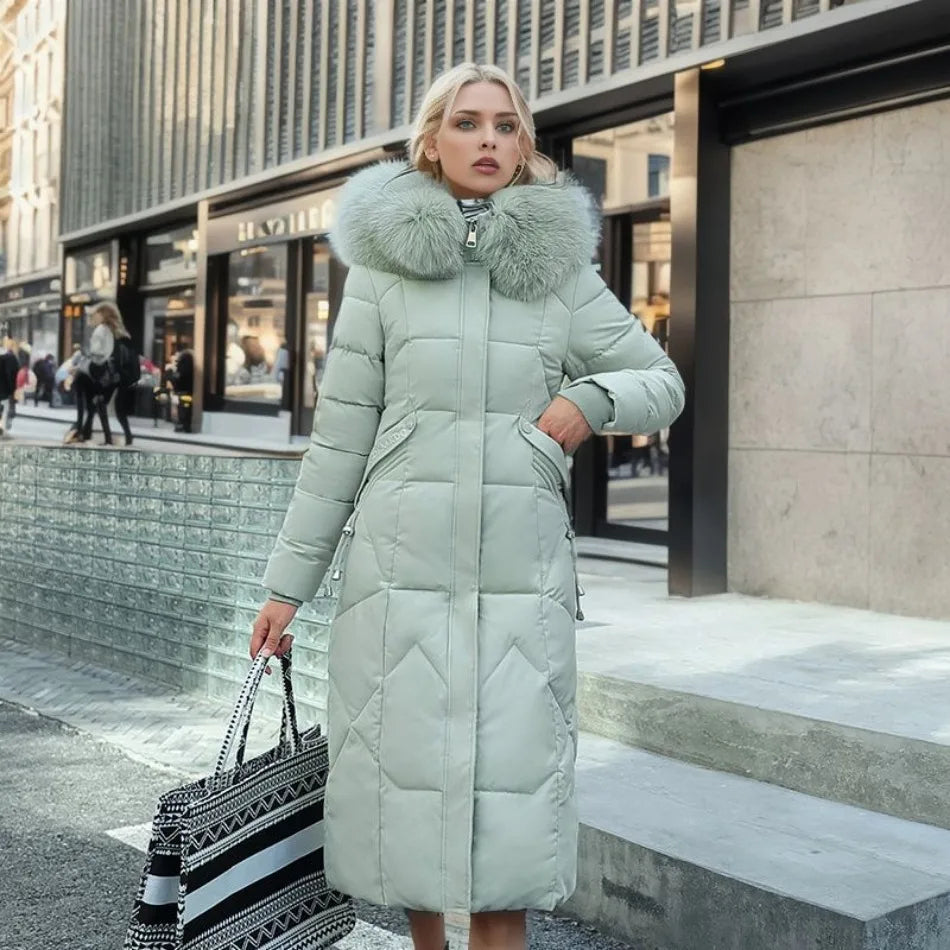 Women's Long Down Jacket | Stand Collar | Winter