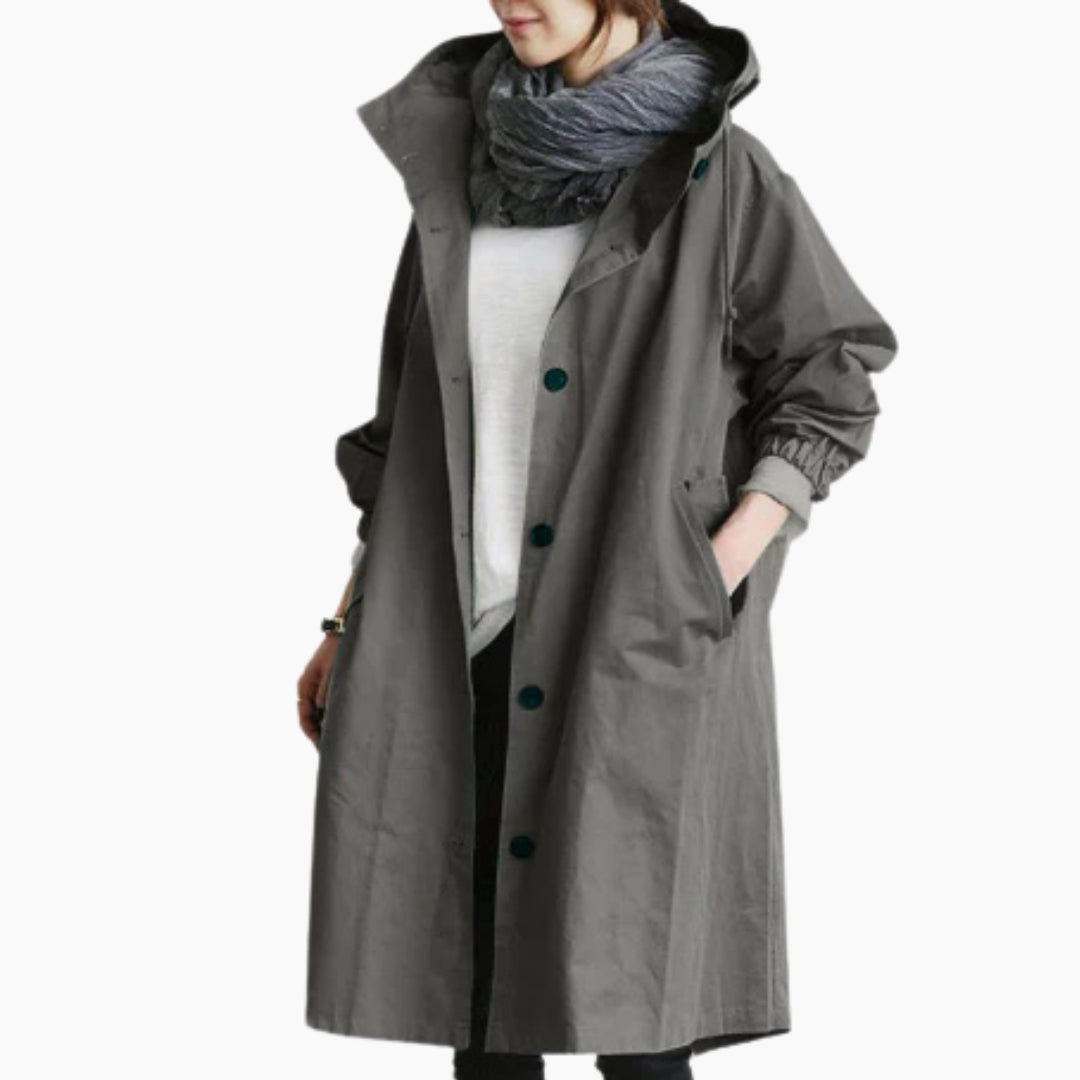 Women's Long Coat | Buttoned, Street Style | Beige, Gray, Black