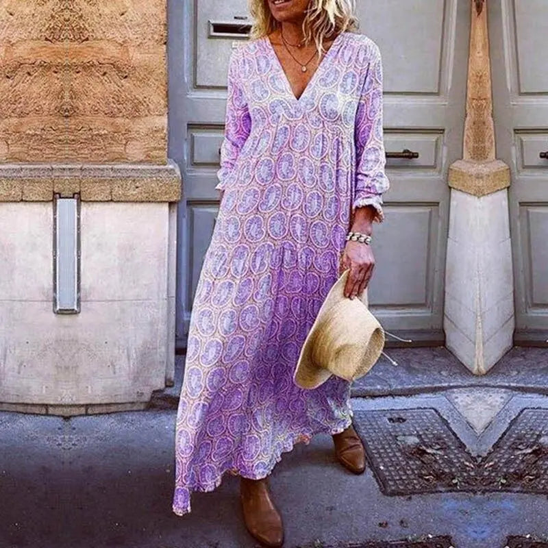 Women's dress with V-neck summer lightweight viscose