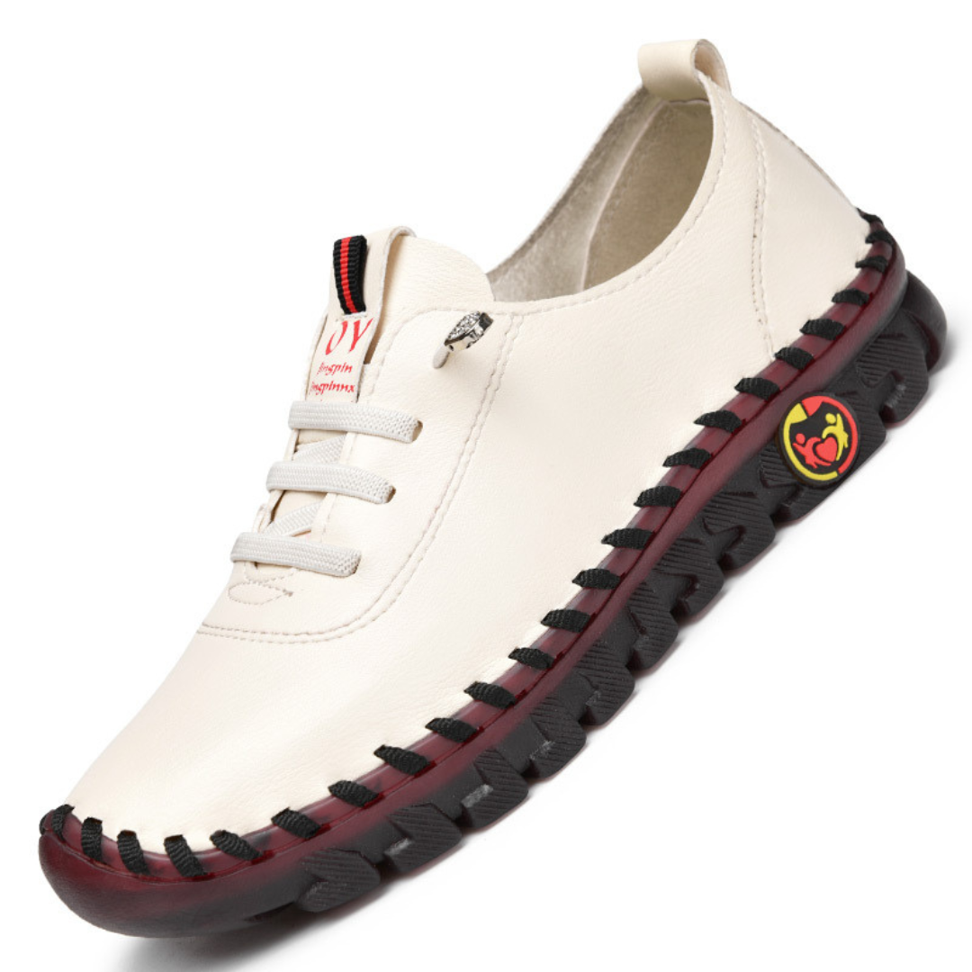 Women's leather loafers, hand-stitched