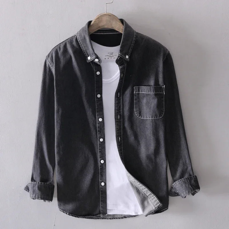 Men's denim shirt | Long-sleeved, button-up | Casual denim dress shirt