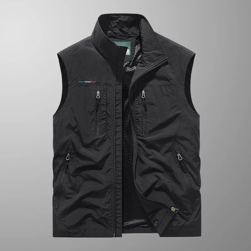 Men's Outdoor Vest | Zipper | Stand Collar | Zippered Pockets