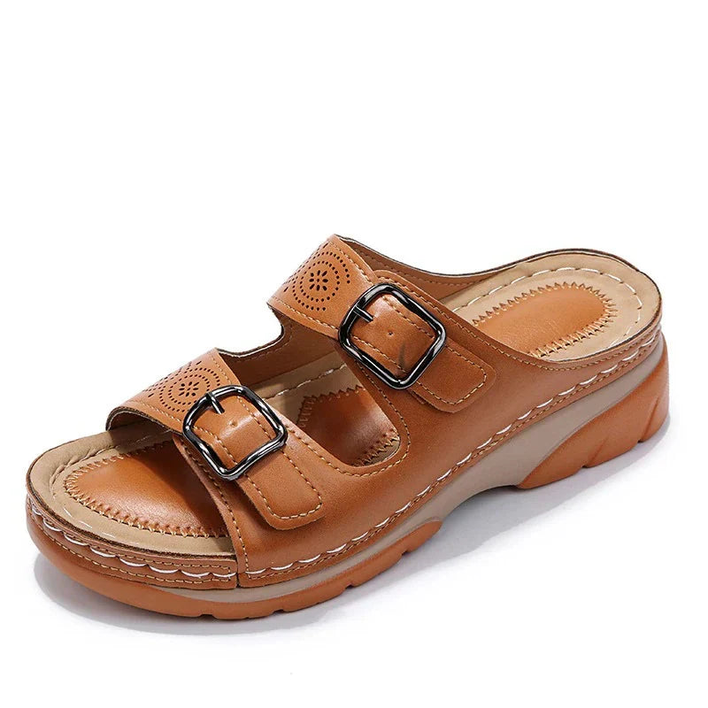 Women's Orthopedic Leather Sandals | Adjustable Buckles