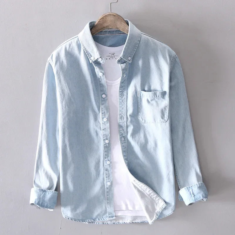 Men's denim shirt | Long-sleeved, button-up | Casual denim dress shirt