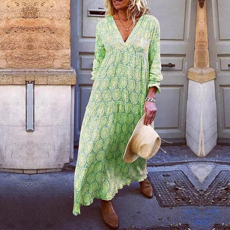 Women's dress with V-neck summer lightweight viscose