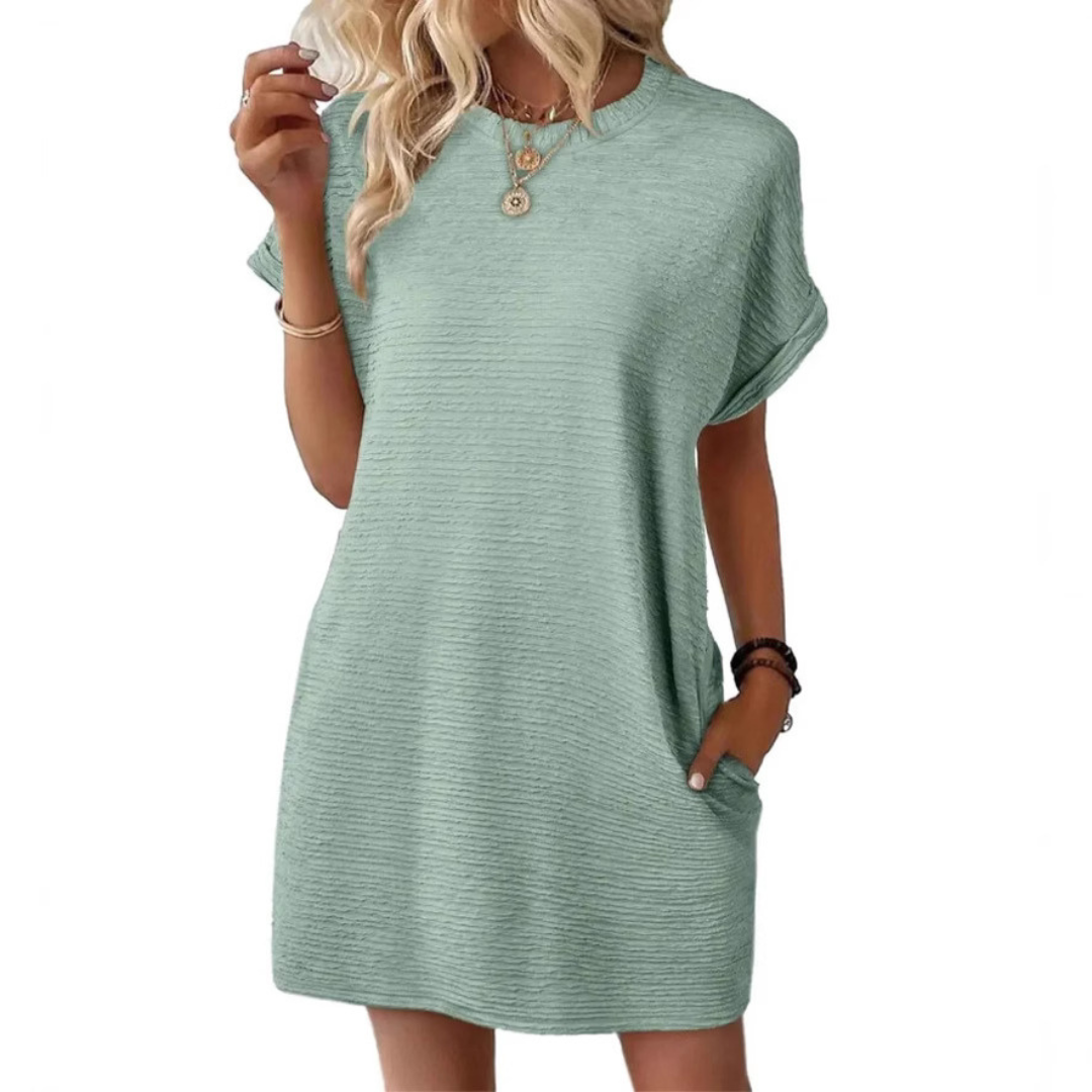 Women's Summer Dress A-line Round Neck with Pockets