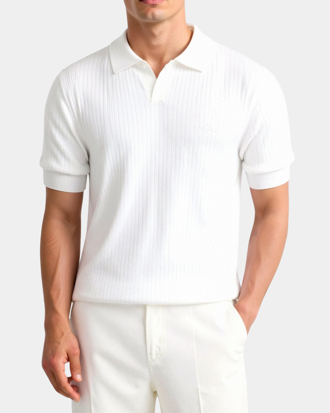 Men's Turtleneck Shirt | White, Short Sleeve | Minimalist