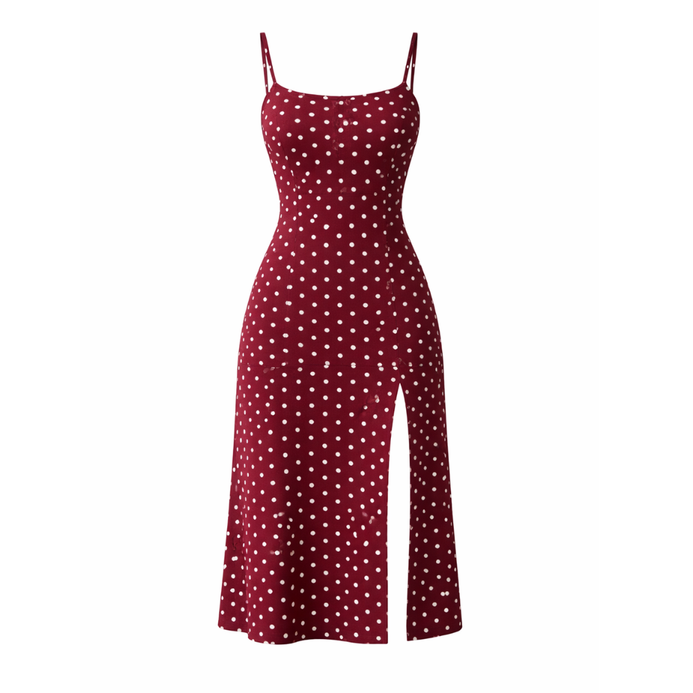 Midi Dress | Polka Dot Pattern, Retro Style | Elegant Look for Women