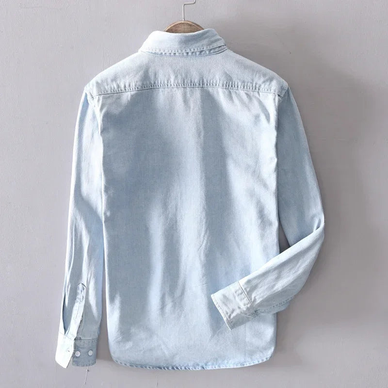 Men's denim shirt | Long-sleeved, button-up | Casual denim dress shirt