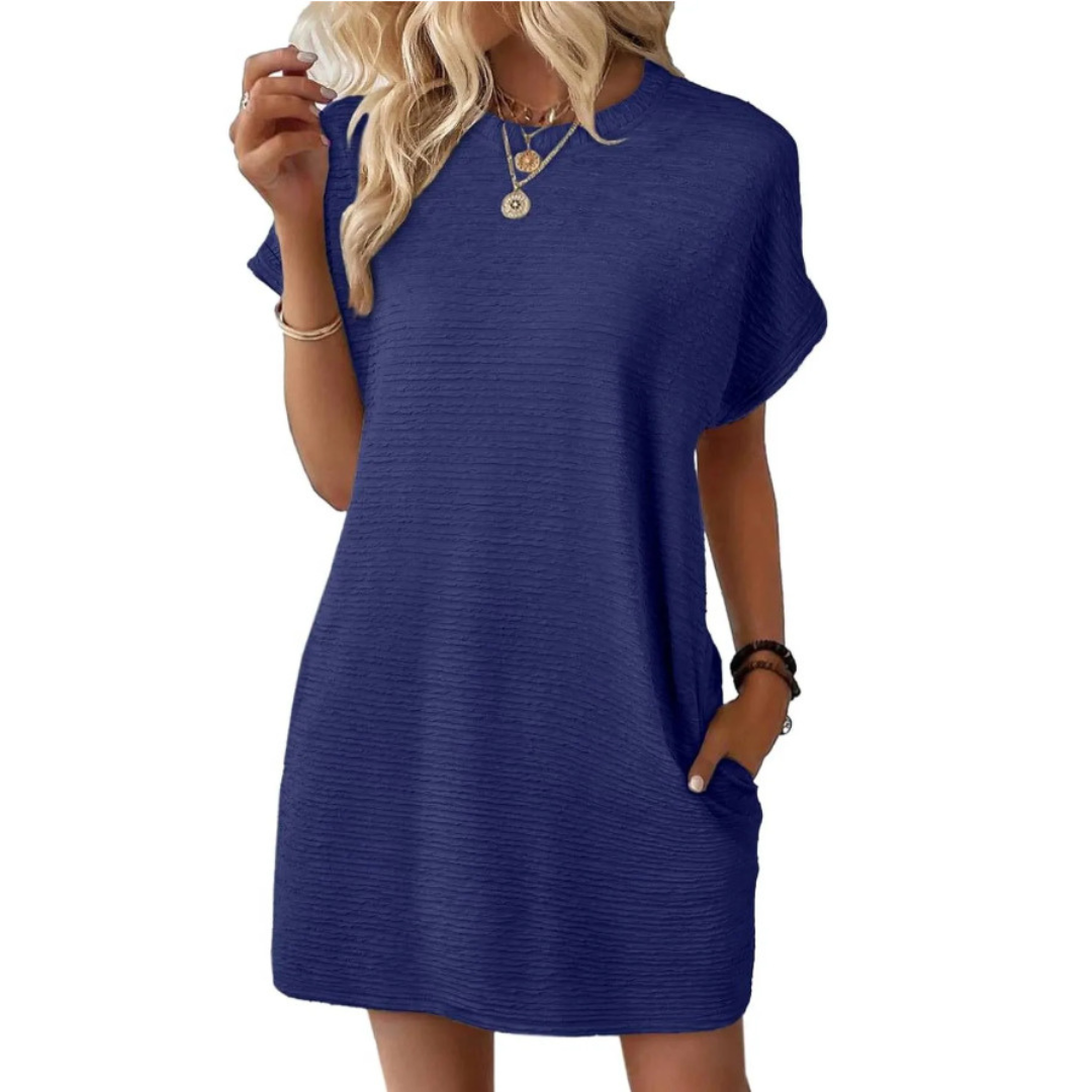 Women's Summer Dress A-line Round Neck with Pockets