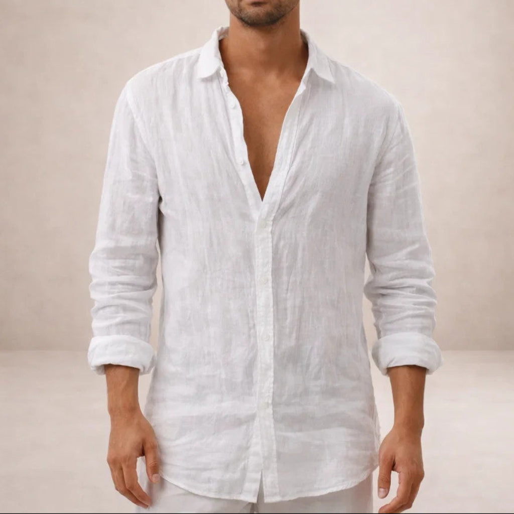 Men's shirt – regular fit, open collar, long sleeves