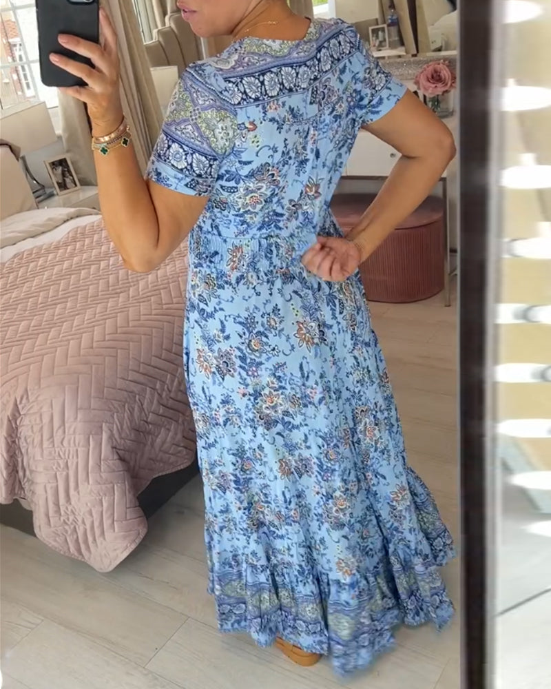 Floral dress | Women's V-neck, light summer style | For everyday use