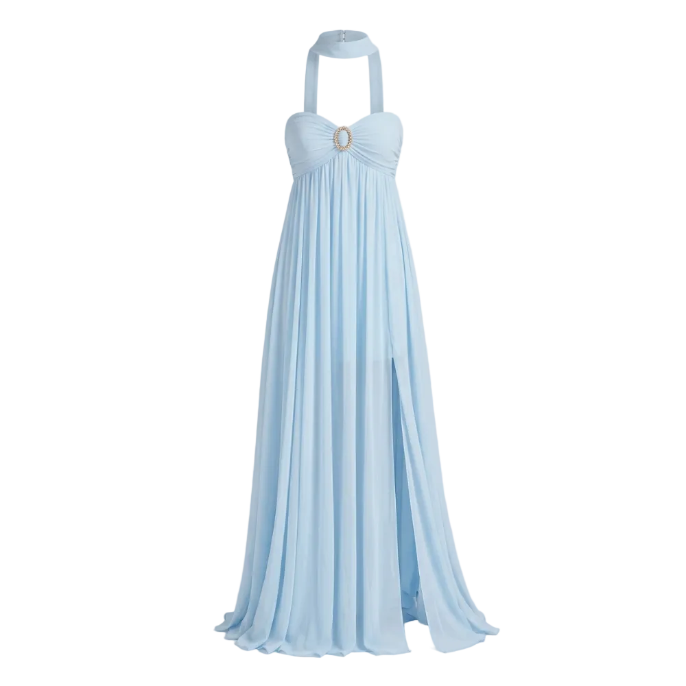 Greek dress | Blue silk chiffon | Ethereal design