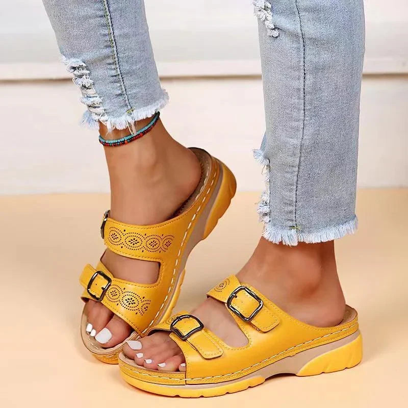 Women's Orthopedic Leather Sandals | Adjustable Buckles