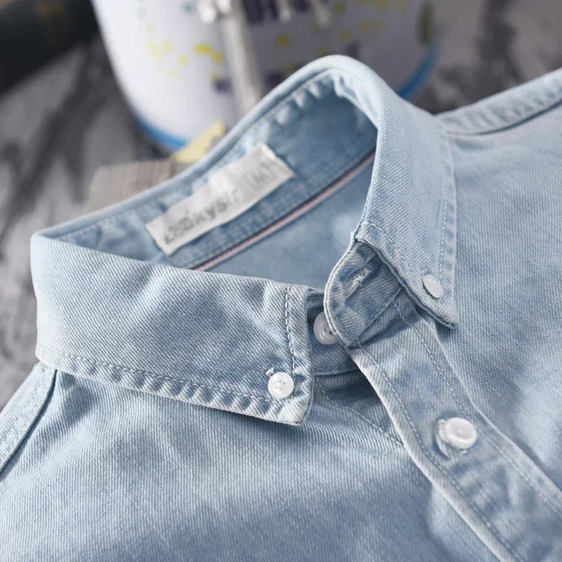 Men's denim shirt | Long-sleeved, button-up | Casual denim dress shirt