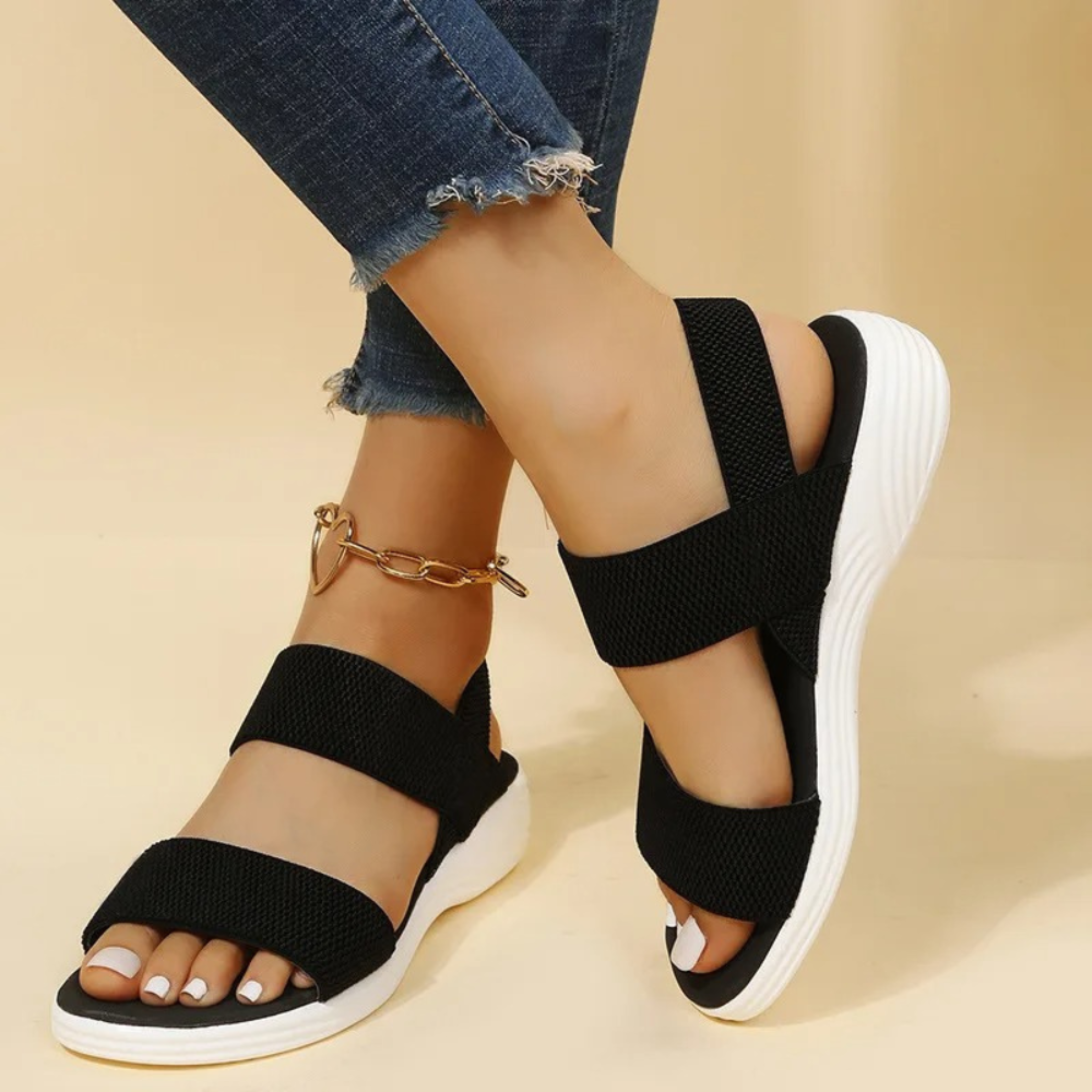 Women's walking sandals | Lightweight, elastic straps | Arch support