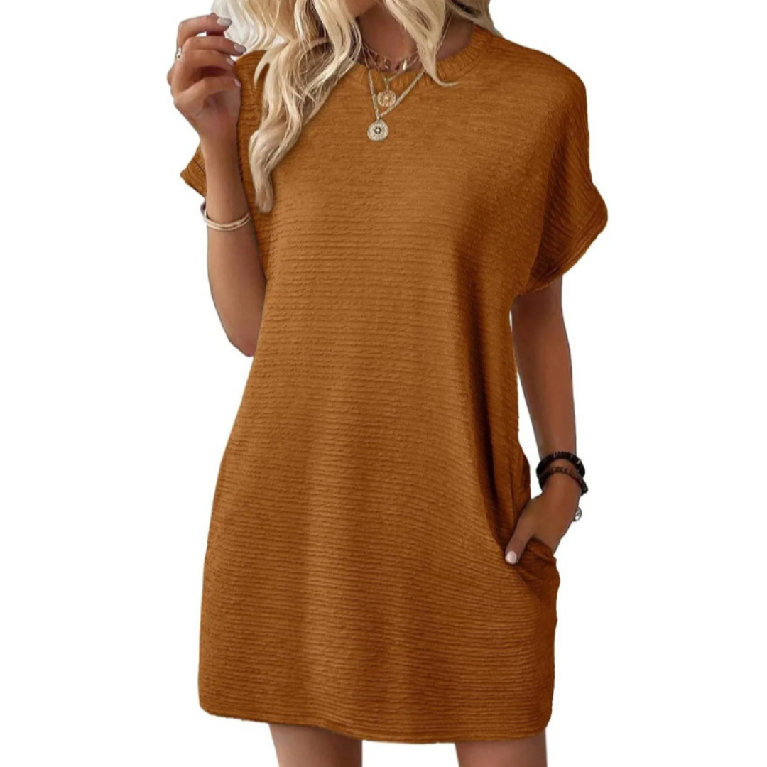 Women's Summer Dress A-line Round Neck with Pockets