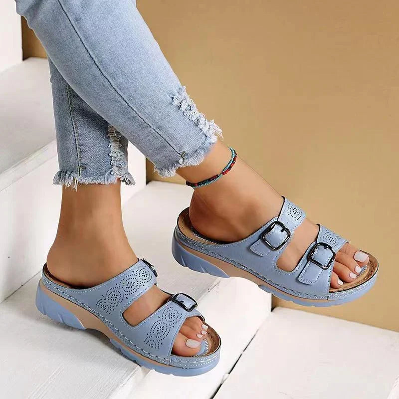 Women's Orthopedic Leather Sandals | Adjustable Buckles