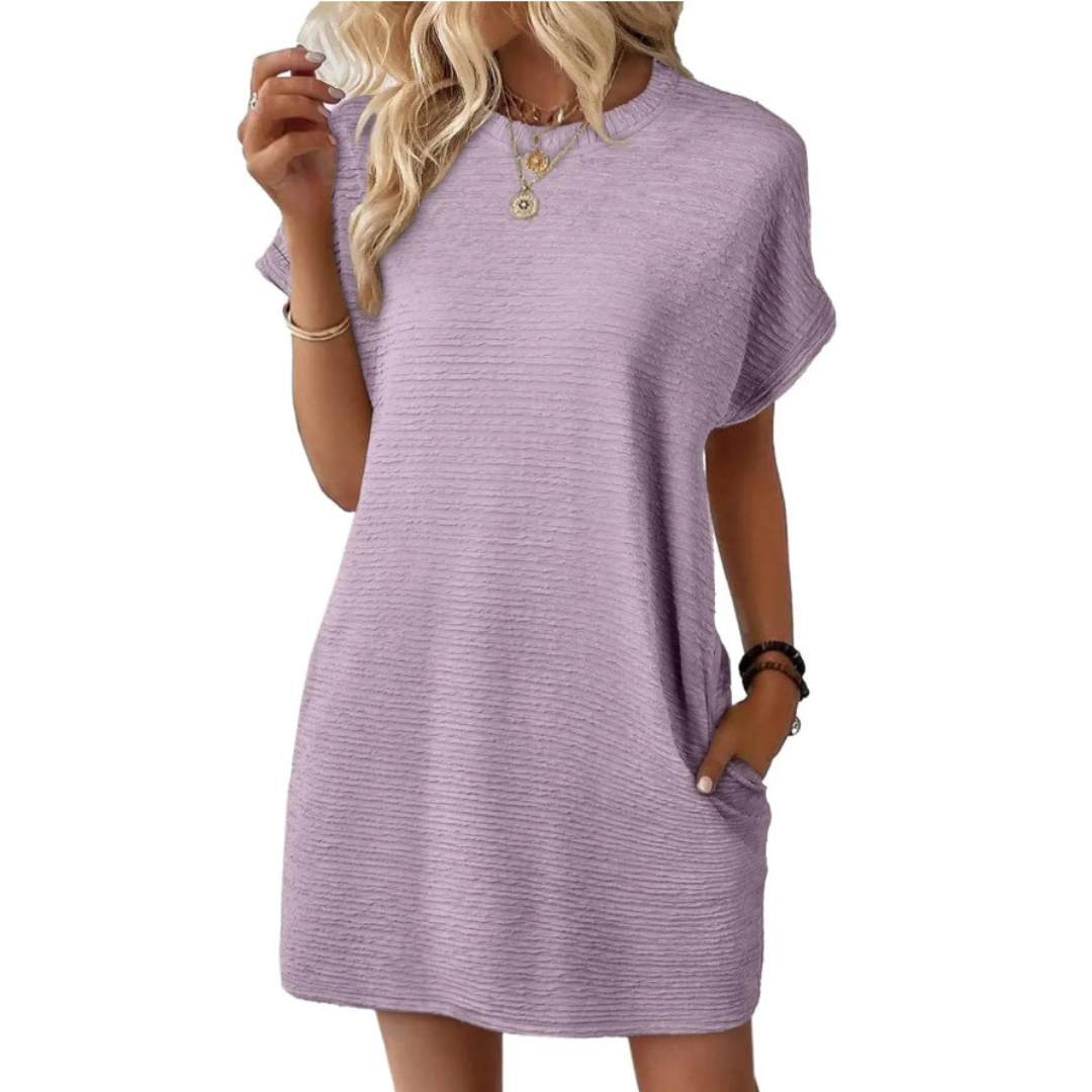 Women's Summer Dress A-line Round Neck with Pockets